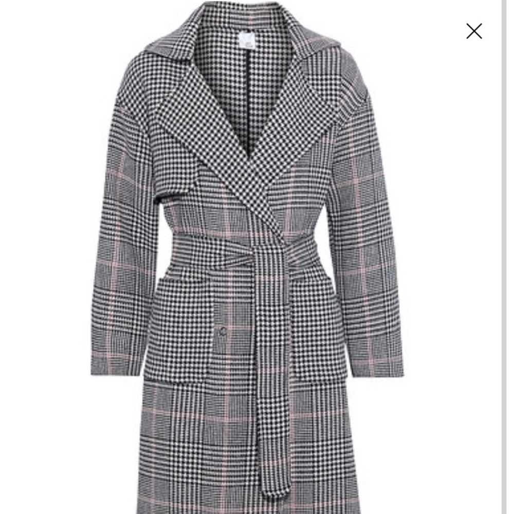 Houndstooth/Prince of Wales Wool Trench Coat